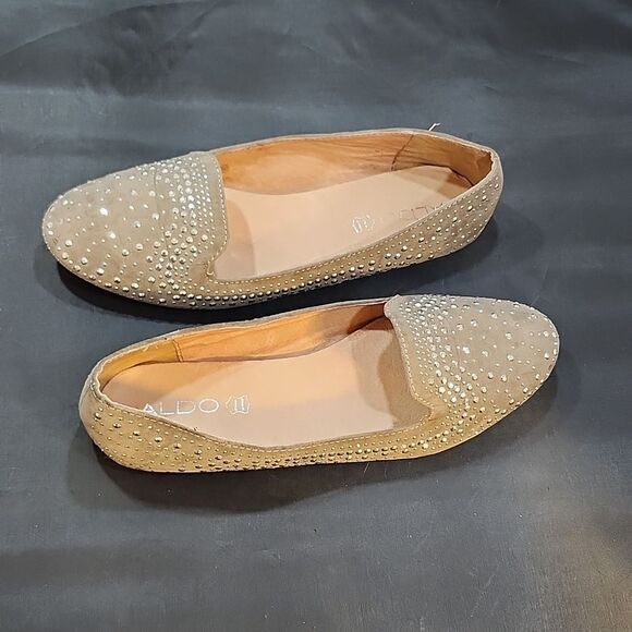 ALDO ROUND TOE SLIP ON BREATHABLE WOMEN COMFORT BALLET STUDDED FLATS - Picture 5 of 15